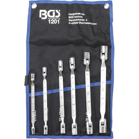 Juego de llaves anulares dobles BGS con cabezas flexibles, 6 piezas - 1201