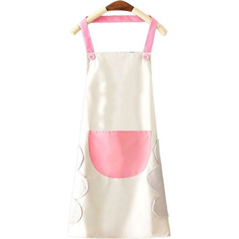 Grembiule da cucina impermeabile e antimacchia, con un simpatico design a cartoni animati, colori vivaci, grigio con tasca rosa, ideale per cucinare in casa e nei ristoranti. (1/5)
