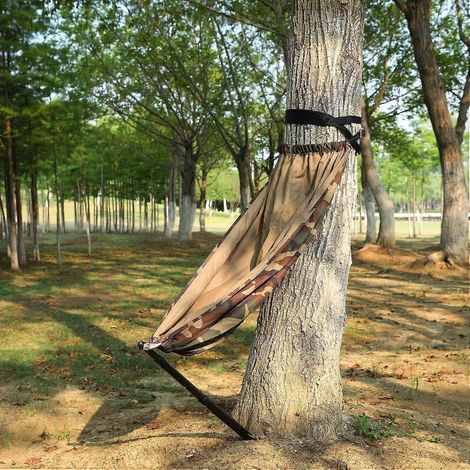1PCChaise de chasse en arbre - Siège hamac camouflage portable avec poteau de support télescopique, tissu Oxford, hauteur réglable, léger et pliable pour la chasse au cerf (1/5)