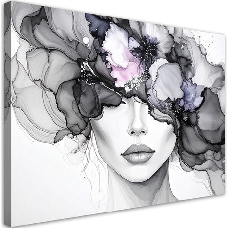 Wandbild Frau mit Blumen auf dem Kopf 90x60 cm (1/5)