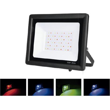 Foco Proyector Led 50W RGB IP65 con Mando a Distancia para control de varios aparatos
