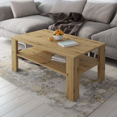 Couchtisch Rora, ein Fach, rechteckig, Tischplatte in Eichenholz-Optik, 110x65x47h cm, Braun Eiche Knoten (1/3)