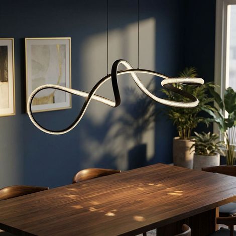 LED Hängeleuchte Pendelleuchte Esszimmerlampe kürzbar Schwarz Metall H 120 cm
