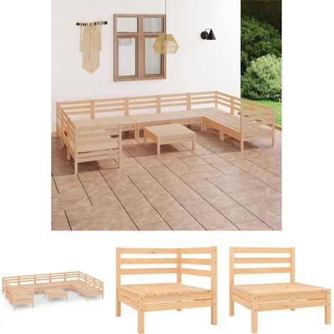 The Living Store - 10-tlg. Garten-Lounge-Set Massivholz Kiefer (1/5)