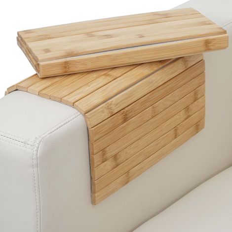 2x Rack de dépose pour accoudoir HWC-E72, serviteur de canapé, bambou flexible, 45x30cm (1/2)