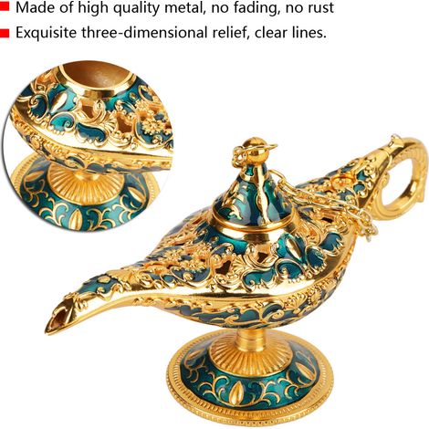 Lampe décorative creuse en métal sculpté, pot à souhaits, inspirée du génie magique d'Aladdin (2) (1/5)