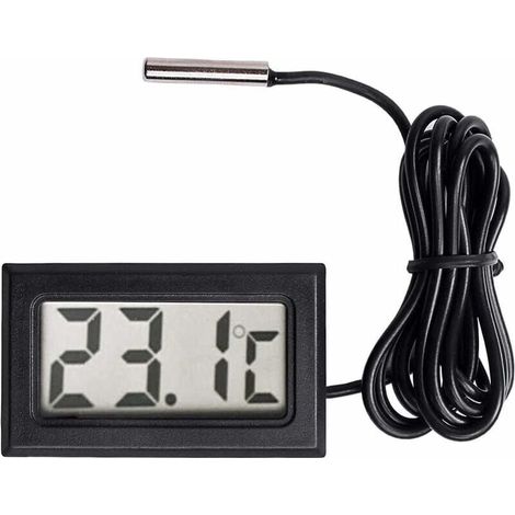 Digitales LCD-Thermometer, Temperaturanzeige, Fühlersensor, Messbereich: -50 °C bis +110 °C (1/4)
