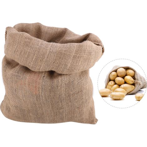 Bolsa de almacenamiento de yute, modelo grande de 60x100 cm, marrón, empaquetada individualmente, 100% natural, para hortalizas de raíz y almacenamiento. (1/5)