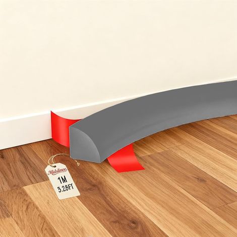 Gris 1M Moulures Décoratives en Silicone, Plinthe Souple Autocollante, Plan de Travail de Cuisine, Barre d'angle Flexible pour Salle de Bain, Cuisine, Salon (1/5)