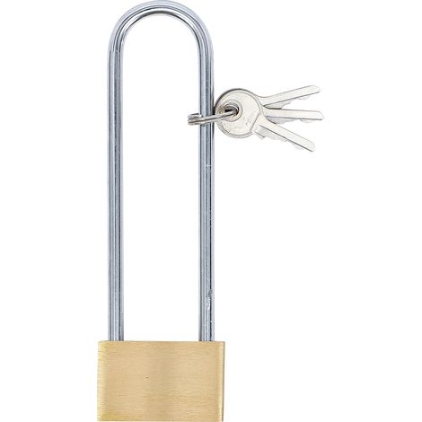 1 cadenas, laiton, arceau extra-haut 100 mm, épaisseur 5 mm, largeur 23 mm, sécurité extérieur (1/5)