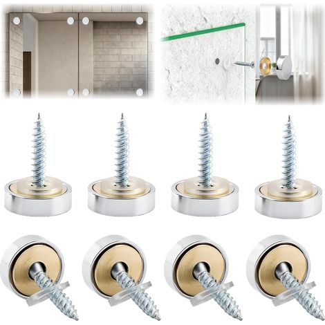 Lot de 8 vis pour miroir avec caches décoratives – Vis de fixation résistantes à la corrosion pour miroirs et meubles (10 mm) (1/5)