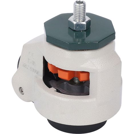Roulette de nivellement réglable en hauteur tige filetée M12 pour établi, pivotante avec roue 62mm et patin (1/5)
