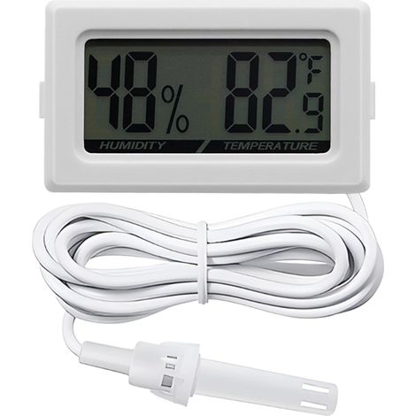 Thermomètre et hygromètre numériques avec sonde, spécialement conçus pour les reptiles — appareil 2 en 1 pour terrariums, avec lecture directe (blanc) (1/5)