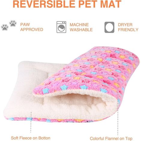 Tapis de cage pour chat et chien - convient aux petits chiens et aux chats d'intérieur - 1 pièce, 61 × 41 cm, motif étoiles roses (1/3)