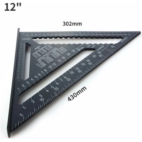 Règle triangulaire multifonctionnelle de 30 cm (12 pouces) en alliage d'aluminium épais pour la décoration et le marquage