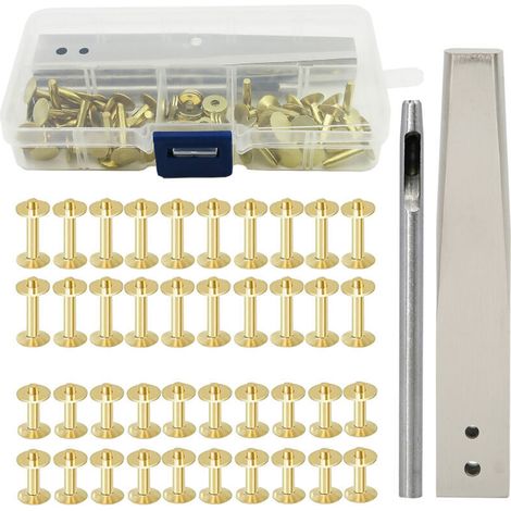 Eosnow Kit de fraises à rivets en cuivre avec goujons antirouille, outil de bricolage pour le travail du cuir, pour vêtements, sacs, ceintures, style A (1/4)