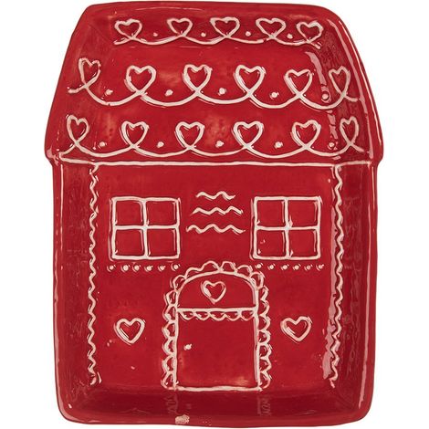 Assiette en Céramique Rouge en Forme de Maison 15 x 19 x 3 cm pour Dessert et Snack - PANGIVO (1/3)