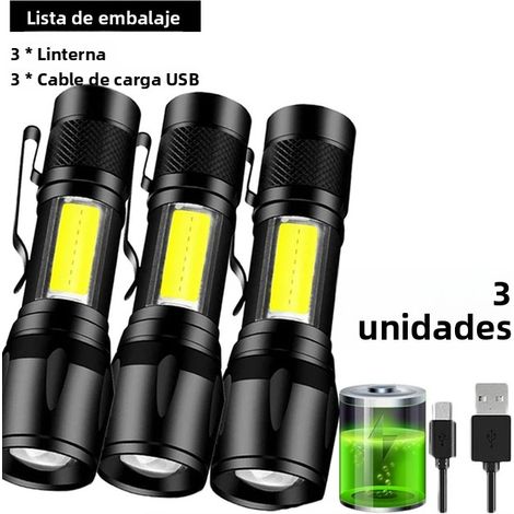 (Lot de 3) Lampe torche tactique LED rechargeable, portable, avec clip stylo, étanche (1/5)