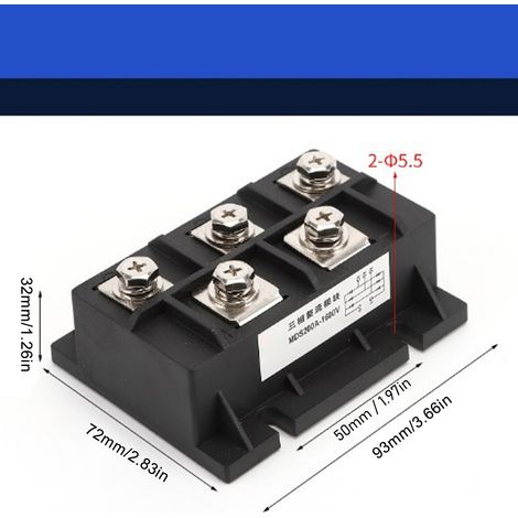 Pont redresseur triphasé 1600V 200A 5 bornes pour charge PWM (1/5)
