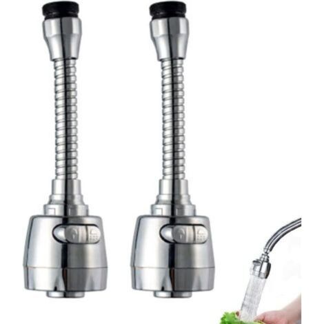 Rallonge de Robinet de Cuisine, 2Pcs Économiseur d'eau Robinet Accessoires, 360°Pivotant Rallonge de Robinet, Buse Filtre Adaptateur, pour Accessoires de Salle de Bain et de Cuisine