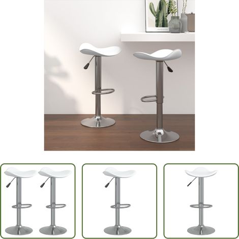Chaise de bar -  Tabourets de bar lot de 2 blanc acier chromé et cuir artificiel (1/5)
