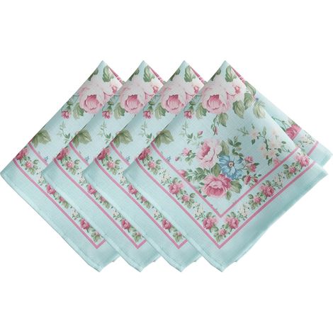 Lot de 4 Serviettes de Table en Tissu Motif Floral Vintage 43,2 x 43,2 cm (1/5)