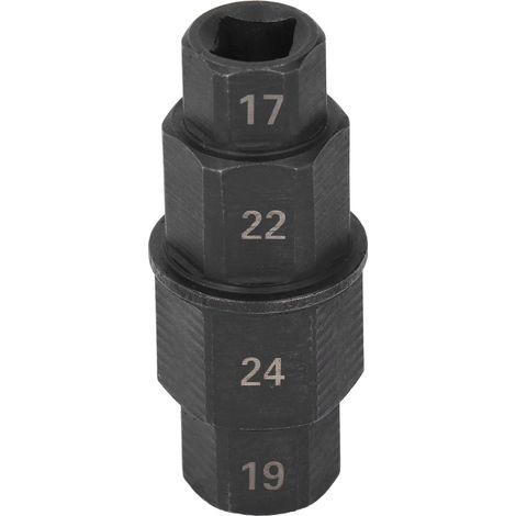 Attrezzo per asse esagonale per moto AKLOSIPY dedicato alla rimozione delle ruote da 17, 19, 22 e 24 mm. L'attrezzo nero essenziale è necessario per avere un dado da 19 pollici da 19 mm con smusso da 