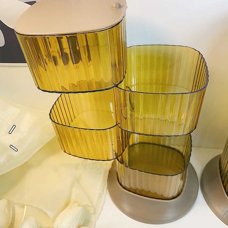 Boîte de Stockage Rotative Transparente pour Bijoux et Accessoires Capillaires Organisateur 4 Étages avec Protection Anti-Poussière Orange (1/5)