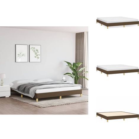 Cadre de lit sans matelas marron foncé 180x200 cm tissu - Cadre De Lit - Lit Double - Literie - Meuble Chambre - Sommier (1/5)