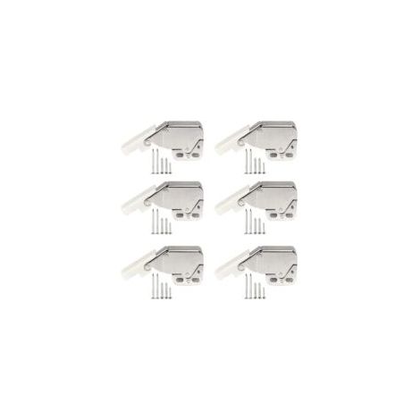 6 pièces Serrure d'armoire à Ressort, Mini Loquets Tactiles, Loqueteaux à Ressort, Mini Latch, Latch Loqueteaux, Appuyez pour Ouvrir et Fermer, avec Vis de Montage, pour Armoire de Cuisine - Crezuo