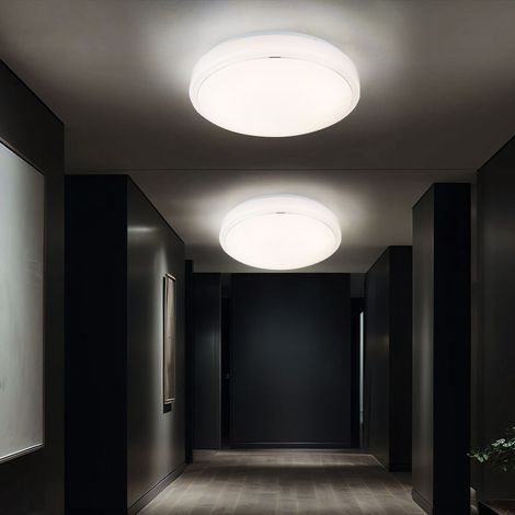 Lampada da soffitto plafoniera soggiorno lampada soggiorno luce corridoio, 3 livelli di luminosità, bianco opale, LED 15W 1000Lm bianco caldo, DxH 33x10cm, set di 2