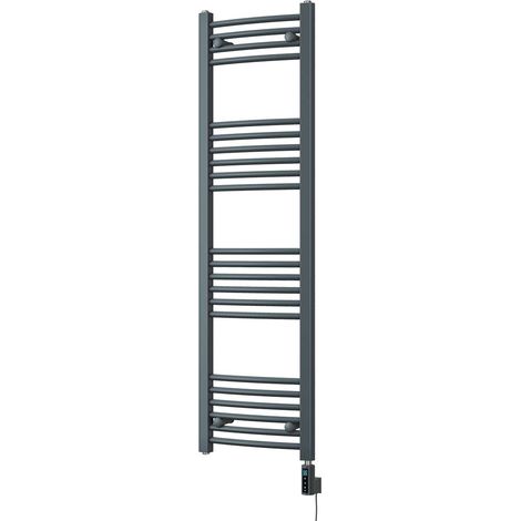Zennor - Anthracite Electric Towel Rail H1400mm x W400mm Curved 400w Thermostatic WIFI (1/3)