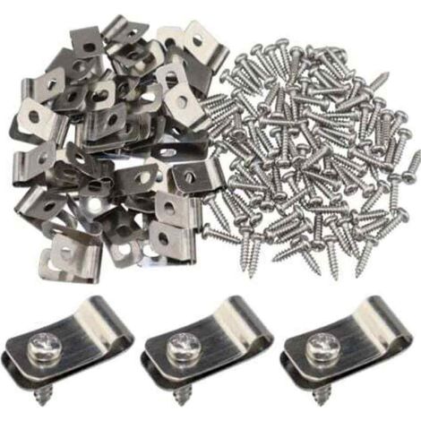 Attaches De Cable - Acier Inoxydable - Pour Clotures Bois Vinyle Metal - 20 Pièces