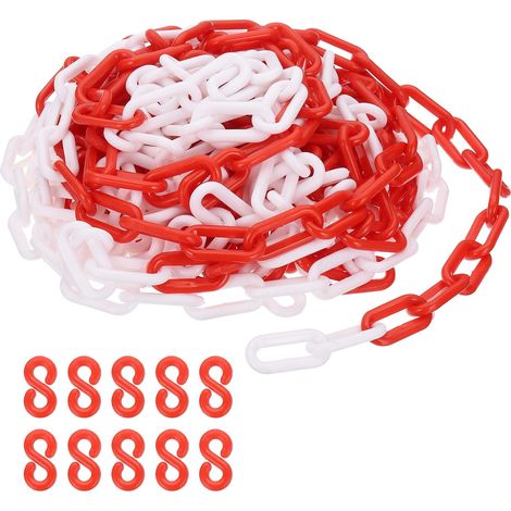 Chaîne en plastique rouge/blanc 39 pieds 8mm Chaîne de sécurité (1/5)