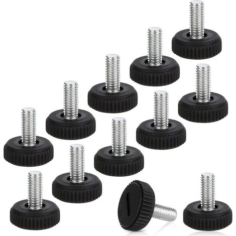 Set mit 12 höhenverstellbaren Möbelfüßen – M6 x 20 mm – Schwarz – Nivellierfüße für Möbel, Stühle, Tische (1/4)