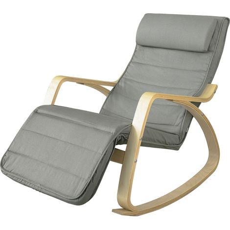 [JAMAIS UTILISE] SoBuy SoBuy Fauteuil à bascule avec repose-pieds réglable - Max. 120 kg - Gris