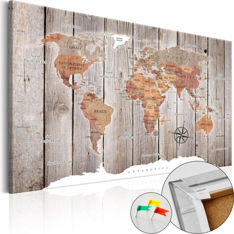 Tableau en Liège "Carte du Monde - Wooden Stories" 80 x 120 cm (1/2)