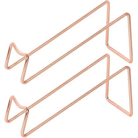 Set aus 2 Flaschenhaltern aus Metall, Weinregal, Weinregal aus Schmiedeeisen fürs Büro – 19,00 x 8,50 x 6,00 cm – Roségold (1/3)