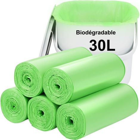 30L Sacs poubelles 100PCS: moyen Aievrgad/Pour de cuisine, à ordures, à compost pour aliments, résistants et dégradables (1/5)