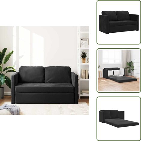 Bodensofa mit Schlaffunktion Schwarz 122x204x55 cm Samt - Bodensofa - Schlafcouch - Gästebett - Zweiersofa - Gemütliches Sofa (1/5)