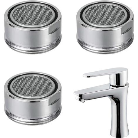 3 Pièces Mousseur Robinet, Filtre Embout Bouchon Robinetterie 24mm Accessoires Aerateur Economiseur Femelle Joint Mitigeur,pour Cuisine Bain Salle Robinets Filtro étanchéité Economie Embouts Mousse