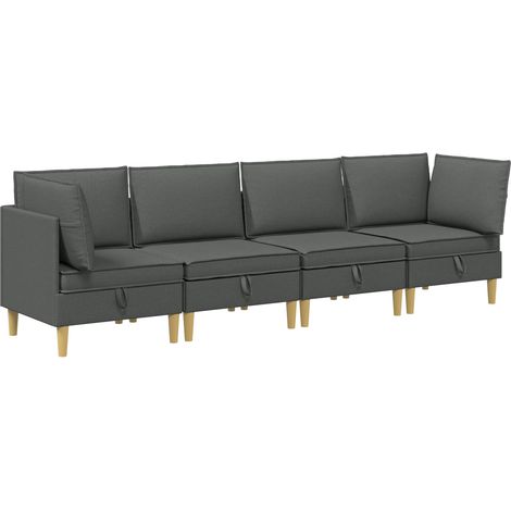 vidaXL Modular Sofa Set with Storage 4 pcs Dark Grey Fabric