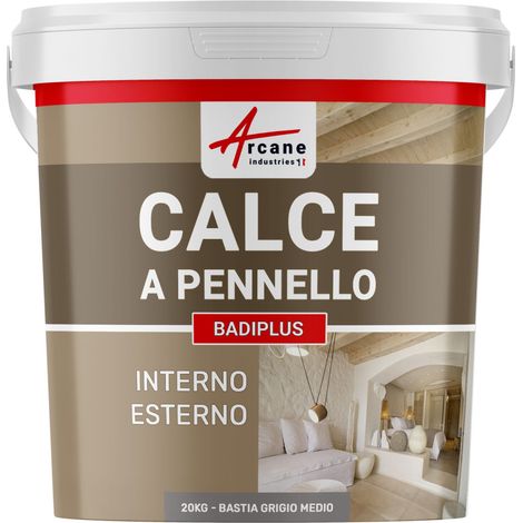 Calce a pennello per muri esterni e interni - BADIPLUS - 20 kg (fino a 100 m²) Bastia - Grigio Medio - ARCANE INDUSTRIES