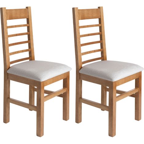 Lot de 2 chaises en hêtre chêne clair assise tissu beige - RIPAL