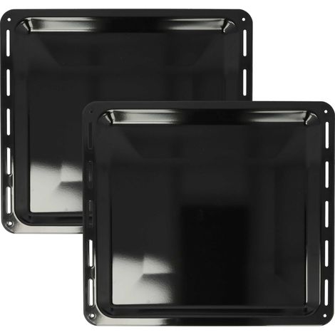 vhbw 2x Baking Tray compatible with Electrolux 94300490301, 94300490201 Oven - 42.2 x 37.6 x 2 cm, Non-stick Coating, Enamelled Black