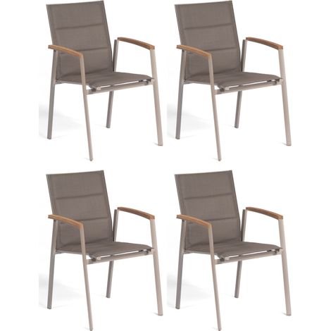 Sonnenpartner Stapelstuhl Sierra 4er-Set Gartenstühle Aluminium/Textilen champagner (1/2)