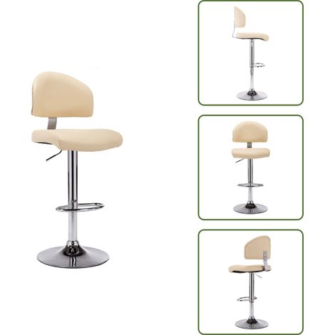 The Living Store Taburete de cocina cuero sintético color crema - Taburete de cocina