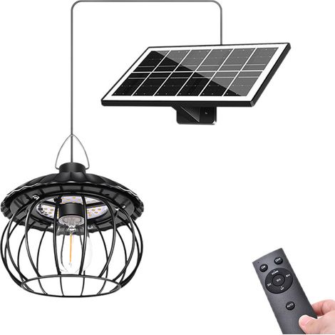 Solarlaterne mit einem Kopf, Hängelampe, wasserdicht, dimmbar, mit Fernbedienung, für Gartenhäuser und Innenhöfe (weißes Licht). (1/5)