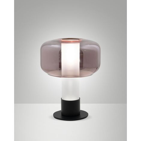 Lampada da Tavolo Flick Ametista, Struttura in Metallo e Vetro Borosilicato, Dimmerabile al Tocco, Attacco E14 15W, IP20 - Flick