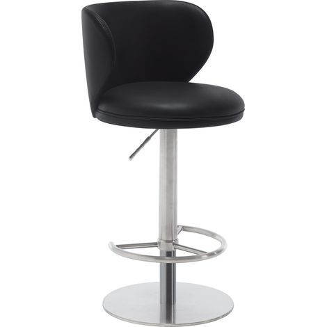 CHICFURN Sgabello da bar nero in acciaio inox 51 x 50 x 38 cm, regolabile e girevole (1/5)